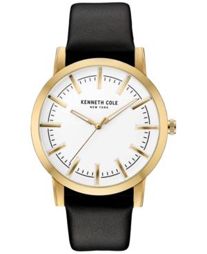 Kenneth Cole New York Men's Black Leather Strap Watch 44x51mm 10030810