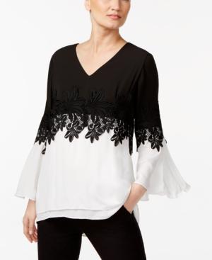 Alfani Colorblocked Bell-sleeve Blouse, Created For Macy's