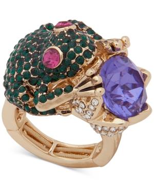 Anne Klein Gold-tone Crystal Frog Stretch Ring