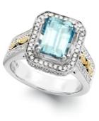 Aquamarine (2-1/5 Ct. T.w.) And Diamond (1/2 Ct. T.w.) Ring In 14k White And Yellow Gold