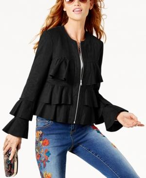 Anna Sui Loves Inc International Concepts Ruffled Faux-suede Jacket, Created For Macy's