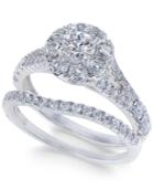 Diamond Cluster Bridal Set (1-1/2 Ct. T.w.) In 14k White Gold