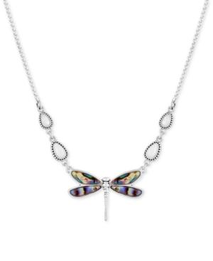 Lucky Brand Silver-tone Abalone-look Dragonfly Pendant Necklace