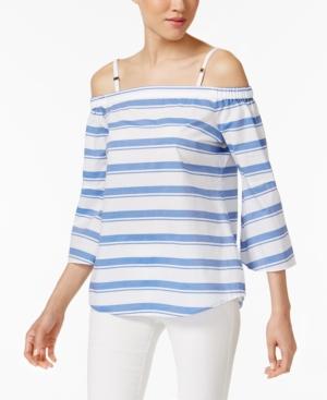 Calvin Klein Poplin Cold-shoulder Top