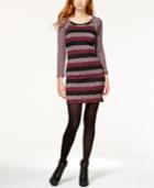 Trixxi Juniors' Zipper-detail Striped Sweater Dress