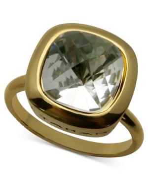 T Tahari Ring, 14k Gold-plated Cushion-cut Crystal Ring