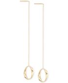 Polished Oval Threader Earrings In 14k Gold