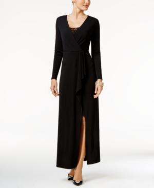 Thalia Sodi Draped Lace-trim Gown, Created For Macy's
