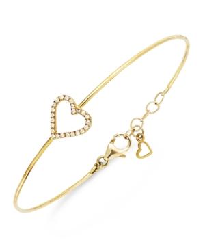 Diamond Heart Wire Bracelet In (1/6 Ct. T.w.)