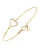 Diamond Heart Wire Bracelet In (1/6 Ct. T.w.)