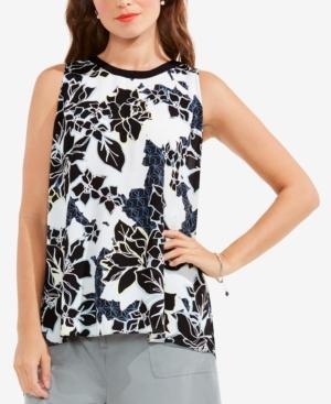 Vince Camuto Floral-print Tie-back Top