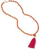 M. Haskell For Inc Gold-tone Orange Beaded Pink Tassel Necklace, Only At Macy's