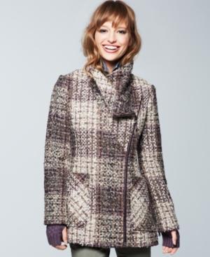 Jessica Simpson Asymmetrical Boucle Plaid Coat