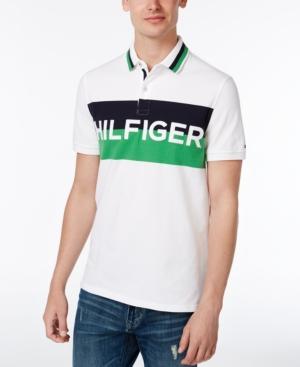 Tommy Hilfiger Men's Custom-fit Stripe Logo Stretch Polo