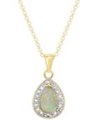 Opal (1/2 Ct. T.w.) & Diamond Accent Teardrop Pendant Necklace In 18k Gold-plated Sterling Silver