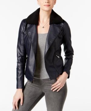 French Connection Faux-shearling-collar Moto Jacket, A Macy's Exclusive