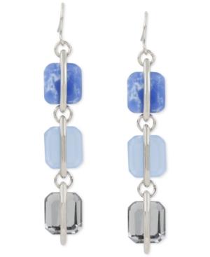 Kenneth Cole New York Silver-tone Faceted Stone Triple Drop Earrings