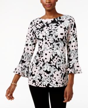 Charter Club Floral-print Ruffled Top, Only At Macy's