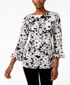 Charter Club Floral-print Ruffled Top, Only At Macy's