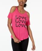 Material Girl Active Juniors' Love Cold-shoulder Graphic T-shirt, Created For Macy's
