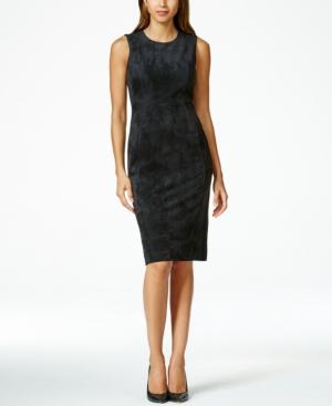 Calvin Klein Faux-suede Sleeveless Sheath Dress