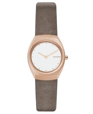 Skagen Women's Asta Gray Leather Strap Watch 28mm