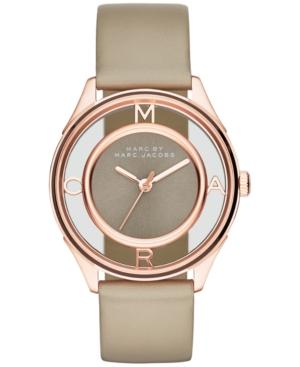 Marc By Marc Jacobs Women's Tether Gray Leather Strap Watch 36mm Mbm1375
