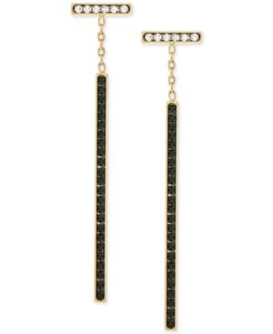 Vince Camuto Gold-tone Clear And Jet Crystal Linear Drop Earrings