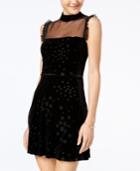 Teeze Me Juniors' Mock-neck Burnout Illusion Dress