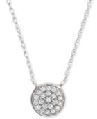 Elsie May Diamond Accent Button Pendant Necklace In 14k White Gold, 15 + 1 Extender