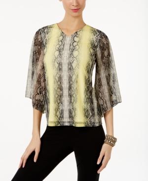 Alfani Petite Printed V-neck Top, Only At Macy's