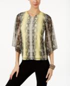 Alfani Petite Printed V-neck Top, Only At Macy's