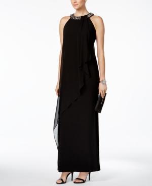 Vince Camuto Embellished Chiffon-overlay Gown