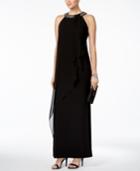 Vince Camuto Embellished Chiffon-overlay Gown