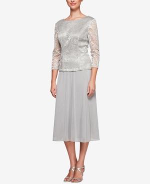 Alex Evenings Embroidered Cowl-back Dress