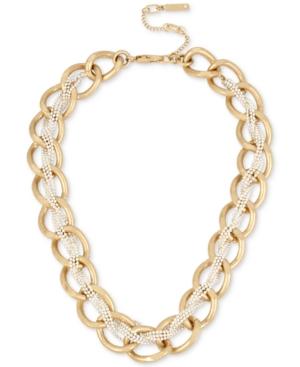 Kenneth Cole Two-tone Crystal-braided Chain Necklace
