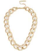Kenneth Cole Two-tone Crystal-braided Chain Necklace