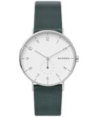 Skagen Men's Aaren Green Leather Strap Watch 40mm