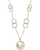 Tri-tone Multi-circle Statement Necklace In 14k White, Yellow And Rose Gold