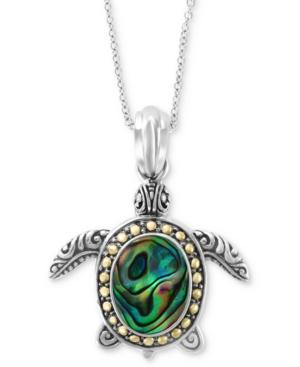 Effy Paua Shell Turtle 18 Pendant Necklace In Sterling Silver & 18k Gold