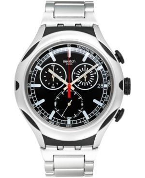 Swatch Unisex Swiss Chronograph Black Energy Silver-tone Aluminum Bracelet Watch 44mm Yys4000ag