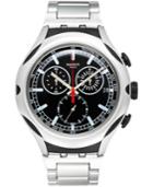Swatch Unisex Swiss Chronograph Black Energy Silver-tone Aluminum Bracelet Watch 44mm Yys4000ag