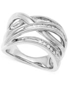 Diamond Ring, Sterling Silver Diamond Crisscross Ring (1/4 Ct. T.w.)