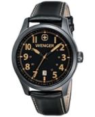 Wenger Men's Swiss Terragraph Brown Leather Strap Watch 43mm 0541.105
