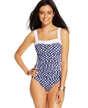 Inc International Concepts Printed Ruched One-piece Swimsuit, Only At Macy's Women's Swimsuit