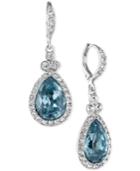 Givenchy Silver-tone Pave & Blue Crystal Drop Earrings
