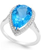 Blue And White Topaz Halo Ring (5 Ct. T.w.) In Sterling Silver