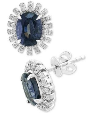 Effy Gray Spinel (3-1/10 Ct. T.w.) & Diamond (1/3 Ct. T.w.) Stud Earrings In 14k White Gold