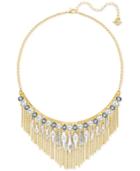 Swarovski Gold-tone Blue & Clear Crystal Fringed Necklace