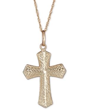 Textured Cross 18 Pendant Necklace In 14k Gold